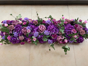 Wedding <strong>Cheap</strong> <strong>Purple</strong> <strong>Flower</strong> Table Runner Silk Artificial Decorative <strong>Flowers</strong> for Wedding - Product Image 2