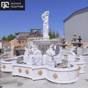 Gran jardín al aire libre Piedra Natural mármol blanco fuente de agua con figura estatua escultura - Product Image 4