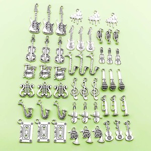 Antique Silver Alloy Musical Instrument Charms For DIY Jewelry Making Pendants And Bracelets Unisex Fashion Accessories - Product Image 1