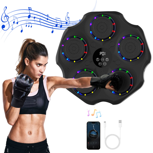 Upgraded 2.0 Smart Music Boxing Machine Wall Mount Indoor Boxing Training Device for Home Family Entertainment