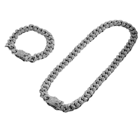 NL2023 Parure de bijoux européenne de haute qualité pour homme Chaîne à maillons cubains et ensemble de bracelets Hip Hop avec cristal glacé pour cadeau