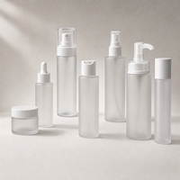 Ensemble de flacons cosmétiques givrés 1oz 2oz 4oz, flacon pompe pour lotion et sérum, pot à crème, bouchon argenté, logo personnalisé