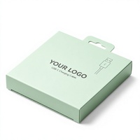 Câble de données USB à chargement rapide pour téléphone portable, emballage en papier couché mat avec fenêtre, conception à oreilles de suspension, recyclé