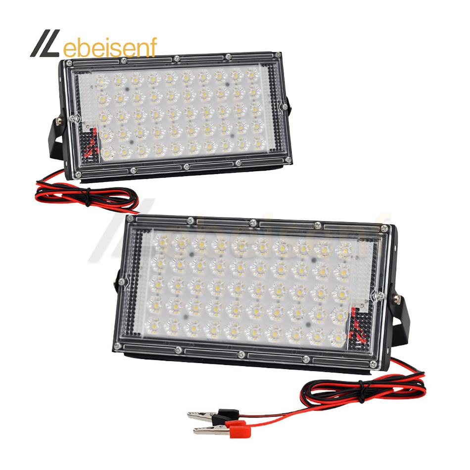 Low Voltage LED Floodlight DC 12V 50W Colorful RGB IP65 Waterproof Black Housing Outdoor Emergency Landscape Lighting