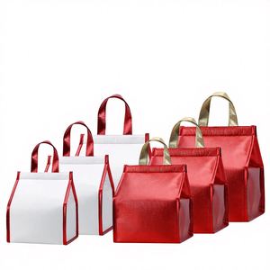 Sac isotherme imperméable en non-tissé doublé de papier aluminium, réfléchissant la chaleur et résistant à l'humidité, pour boulangerie, gâteaux, sandwichs, pizzas, pain - Product Image 1