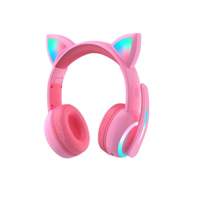 Cat Ear Wireless Gaming Headset LED Battery Kids Headphone Wireless Headphones Lightweight Foldable Headphones