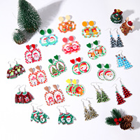 Boucles d'oreilles pendantes mignonnes en acrylique motif sapin de Noël et bonnet de Père Noël pour fête, mariage, cadeau
