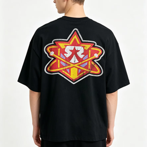 เสื้อยืดโอเวอร์ไซส์ลายกราฟิกสำหรับผู้ชาย ผ้าคอตตอนหนานุ่ม สไตล์วินเทจ ทำสีซีดแบบดิสเทรส พิมพ์โลโก้ตามสั่ง คอเสื้อแบบลำลอง ขายส่ง - Product Image 1