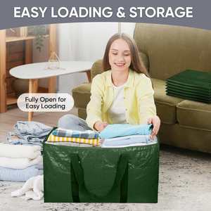 Heavy Duty Moving Bags 6 Pack <b>Large</b> Storage Totes <b>Bins</b> with Backpack Straps Strong Handles & Zippers - Product Image 6
