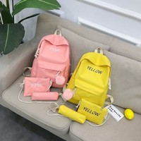 Ensemble de Valeur 3 Pièces : Sac à Bandoulière, Trousse et Sac à Dos Scolaire Couleur Bonbon pour Collégiens