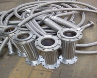 Tuyau flexible métallique tressé en acier inoxydable 304 à brides DN15-DN400 PN16, joint d'expansion anti-vibration pour eau, huile, gaz