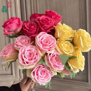 Bouquet de roses en soie style coréen, 7-9 têtes, fleurs artificielles faites à la main pour mariage, décoration de la maison, Saint-Valentin - Product Image 4