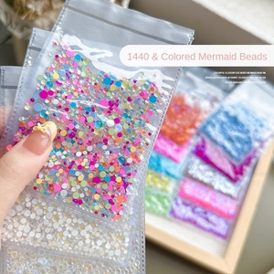 Perles à bulles d'art d'ongle de taille mixte perles demi-rondes à dos plat strass effet Aurora 1440 pièces en vrac - Product Image 1