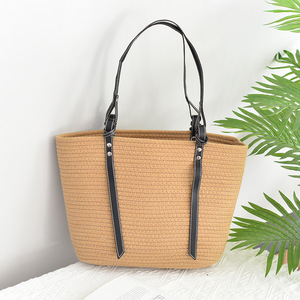 Sac tissé grande capacité, sac tissé pour femme, nouveau style plage, sac à bandoulière, sac fourre-tout, mode étudiante, sac tissé polyvalent - Product Image 4