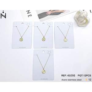 Collana con Ciondolo Zi Fine in Acciaio Inossidabile Tono Oro, Set di Gioielli da Donna 12 Pezzi con Charm Rotondo, Stile Classico con Catena a Serpente - Product Image 1