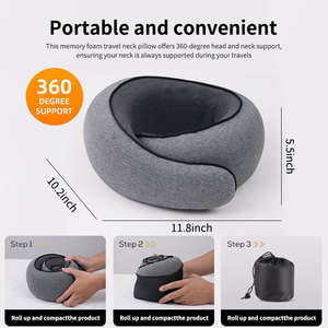 Cuscino da Viaggio per Collo a Forma di Chiocciola a 360 Gradi in Memory Foam per Aereo e Campeggio, Opzione Logo Personalizzato - Product Image 6