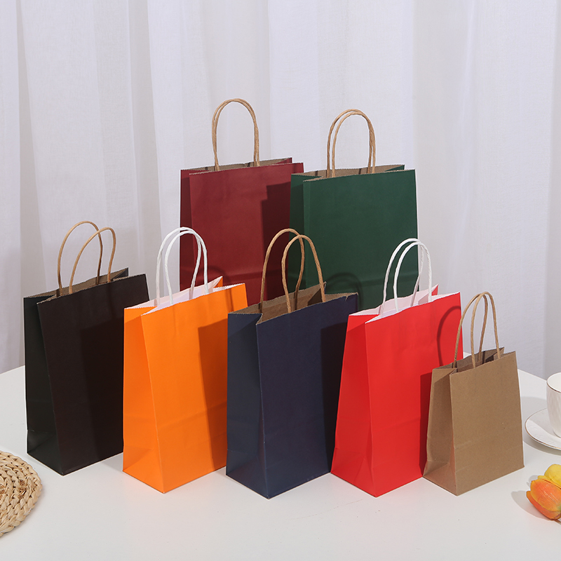 Customized Eco-Friendly Kraft Paper Bags with High Quality Own Logo Design for Takeaway Food Packaging LOGO Printing