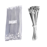 Vente en gros de bandes en acier inoxydable 100 pièces/sac attaches de câble en métal autobloquantes 500mm de longueur bande de cerclage robuste