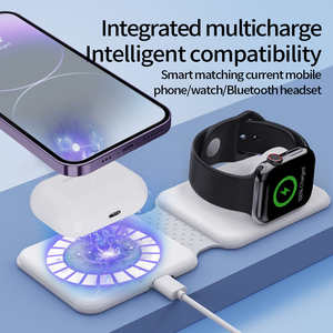 Station de charge sans fil magnétique pliable <span class=keywords><strong>2</strong></span> en 1, charge rapide pour iPhone et Apple Watch, support de voyage portable - Product Image 5
