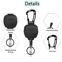 Logo personnalisé rétractable ID Badge Clip Bobine Fil d'acier Boucle d'alpinisme Rétractable Badge Reel Holders Metal Heavy Duty