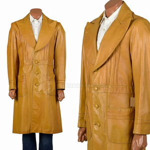 Manteau long en cuir pour homme, automne-hiver 2024, tendance, camel, 80% duvet, tissu respirant tricoté, vente en gros - Product Image 1