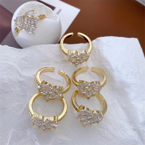 Anel de Moda de Alta Qualidade com Placa de Ouro 5A, Zircônia Cúbica em Forma de Coração, Anéis de Eternidade para Mulheres, Anel de Promessa - Product Image 2
