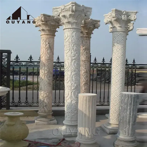 QUYANG casa decoración tallada a mano piedra Natural <span class=keywords><strong>señora</strong></span> estatuas <span class=keywords><strong>Pilar</strong></span> grande mármol blanco poste de luz - Product Image 6