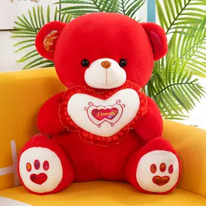 Cuddle Love Heart LED Glowing Red White Pink Stuffed Plush Teddy Bear Toys Valentines Day Gifts