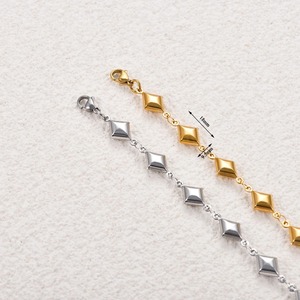 Pulsera de Acero Inoxidable Chapada en Oro de 18K, Tobillera con Cadena Prismática, Brazalete Hecho a Mano con Dijes, Joyería para Mujer - Product Image 2
