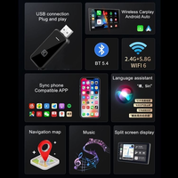 Boîte Android Ai Carplay 2-en-1, adaptateur multimédia intelligent, adaptateur sans fil Carplay, lecteur Android Type C pour 98% des voitures filaires