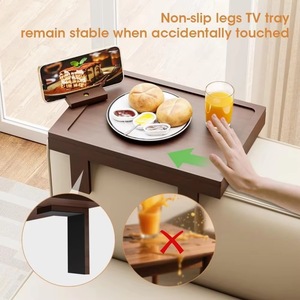 360 Rotating Drawer <b>Bamboo</b> Coffee Sofa <b>Table</b> Clip Sofa Armrest Storage Container Wooden Side Arm Tray <b>Table</b> - Product Image 4