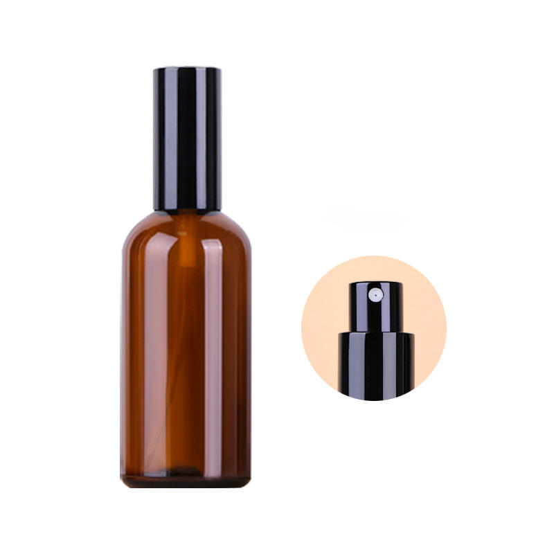 Tea-color glass bottle with spray pump head