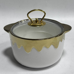 2025 sang trọng vàng rim thương mại canh nồi đặt thân thiện với môi đồ nấu nướng gốm canh nồi và bát đặt - Product Image 6