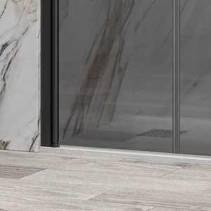 Kamalu KSAL2800AN moderna porta scorrevole doccia 115-120cm 6mm vetro fumé senza cornice in alluminio per bagno o Hotel - Product Image 5