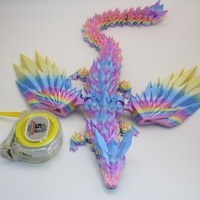 Dragón Volador Occidental Impreso en 3D de 42 cm, Dragón Alado Articulado con Efecto de Cristal, Decoración con Temática Animal de Cine y Televisión