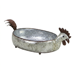 Macetas de Metal Galvanizado con Forma de Gallo, Estilo Moderno, Ecológicas, Juego de Dos para Hogar, Jardín o Suelo - Product Image 1