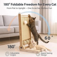 Griffoir pour chat en forme de L, rampe à griffer pour chat, griffoir en bois en forme de L avec boule en sisal