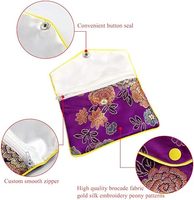 Pochette enveloppe en satin de soie pochette à bijoux en soie brodée brocart chinois porte-monnaie organisateurs poche fermeture éclair pochette à bijoux