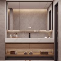 Meuble de rangement mural avec tiroirs intégrés, lavabo en céramique et ensemble de meubles de salle de bain – Meilleures ventes