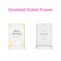 Lot de 6 supports de menu de table en acrylique double face 4x6 cadres photo avec bordure dorée, base dorée