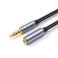 Kopfhörer-Verlängerungskabel 4-polig TRRS 3,5mm Verlängerung mit Mikrofon Stecker auf Buchse Stereo-Audiokabel Nylon-Ummantelung 3,3 Fuß Grau