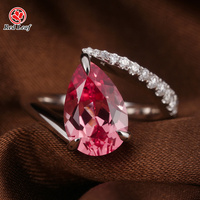 Redleaf 925 Sterling Silber Verlobungsring Birnenform Rosa Laborgezüchteter Saphir Elegant Maßgefertigt für Damen Hochzeit OEM