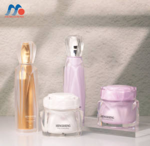 Ensemble cosmétique rose de luxe, flacon en plastique de 50 ml, emballage de soin de la peau de 50 g, pots à crème cosmétique en acrylique - Product Image 1