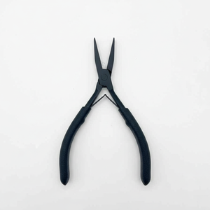 Alicates para extensiones de cabello de nariz plana con logotipo personalizado, herramientas de extensión de cabello de prensa de microcuentas multifuncionales de acero inoxidable mate negro - Product Image 1