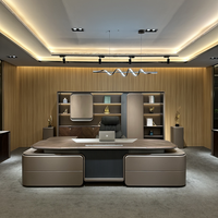 Ensemble de bureau et chaise de direction de luxe, durable, modulaire, moderne, en forme de L, en panneaux MDF, base en acier, mobilier commercial haut de gamme