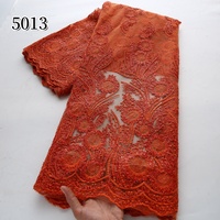5013 Tela de encaje de tul al por mayor color café, encaje nigeriano, encaje francés africano bordado, telas en oferta para vestidos de novia