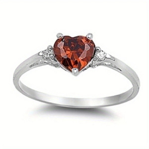 Anello con Diamante Taglio Cuore T0019 in Argento, Gioiello Romantico da Donna per Fidanzamento con Pietra Principale Naturale - Product Image 2