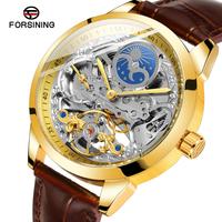 Forsinting — montre-bracelet de luxe pour hommes, résistante à l'eau, double Zone de lune, squelette, automatique, mécanique, nouveau