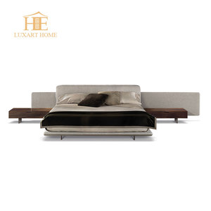 Set Camera da Letto Moderno di Lusso Stile Americano California King con Contenitore, Letto in Vera Pelle, Struttura in Legno di Betulla, Colore Personalizzabile - Product Image 1