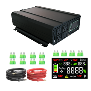 Inversor de Onda Sinusoidal Pura de 2000W, Pico de 4000W, 12V/24V/48V a 110V/220V CA, Convertidor de Arranque Suave para Hogar Solar, RV, Marino, Camper, Camión - Product Image 2